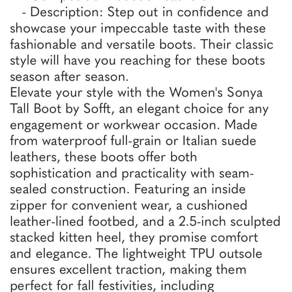 Sofft Boots Sonya Knee High Kitten Heel Pointed Toe Genuine Leather Black Size 8 - Picture 14 of 15